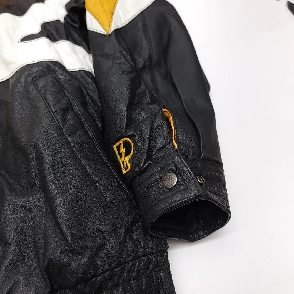 Vintage Pittsburgh Steelers Leather Jacket Large Pro Player Daniel‎ Young Bomber